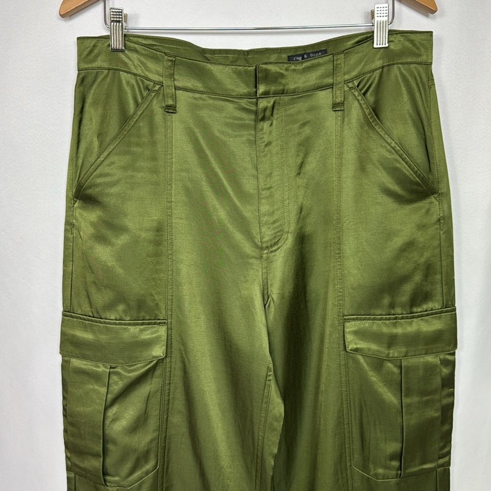 Rag & Bone Cailyn Japanese Satin Cargo Pants Size 30 Army Green - Picture 6 of 16